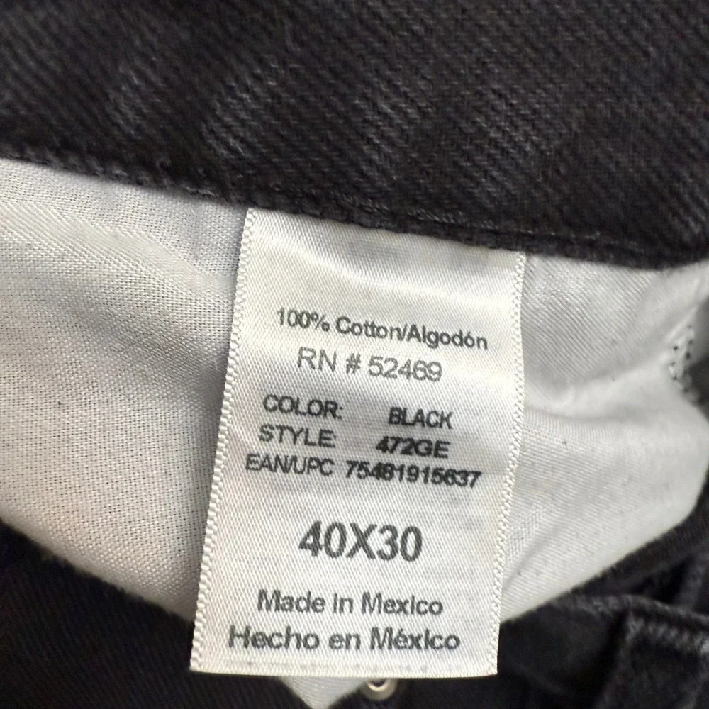 George Mens Black‎ Relaxed Fit Jeans 40x30 (40x25) Cotton Denim